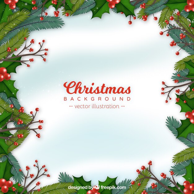 Fondo de navidad con realistas muérdagos