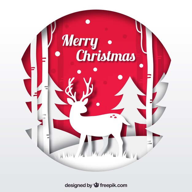 Fondo de navidad rojo y blanco en estilo de papel