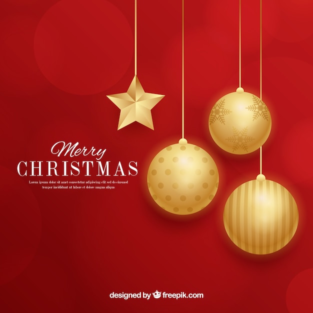 Fondo de Navidad rojo con bolas