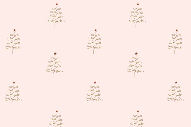 Fondo de Navidad rosa, patrón de árboles festivos en vector de diseño de doodle
