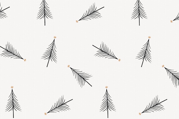 Fondo de Navidad simple, patrón de árboles negros, vector de diseño lindo doodle