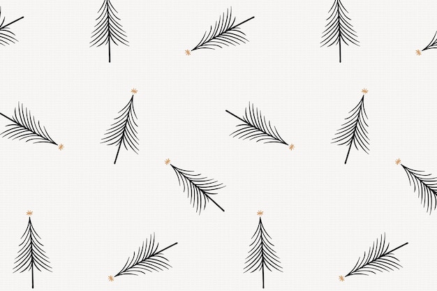 Fondo de navidad simple, patrón de árboles negros, vector de diseño lindo doodle