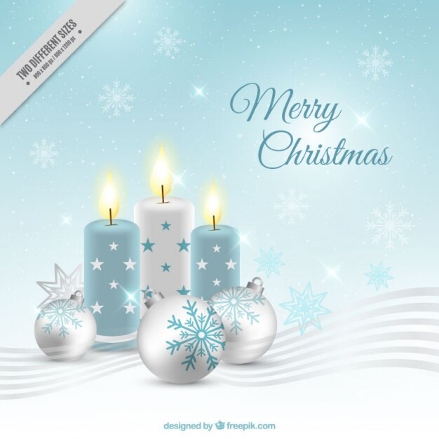 Fondo de navidad con velas y bolas