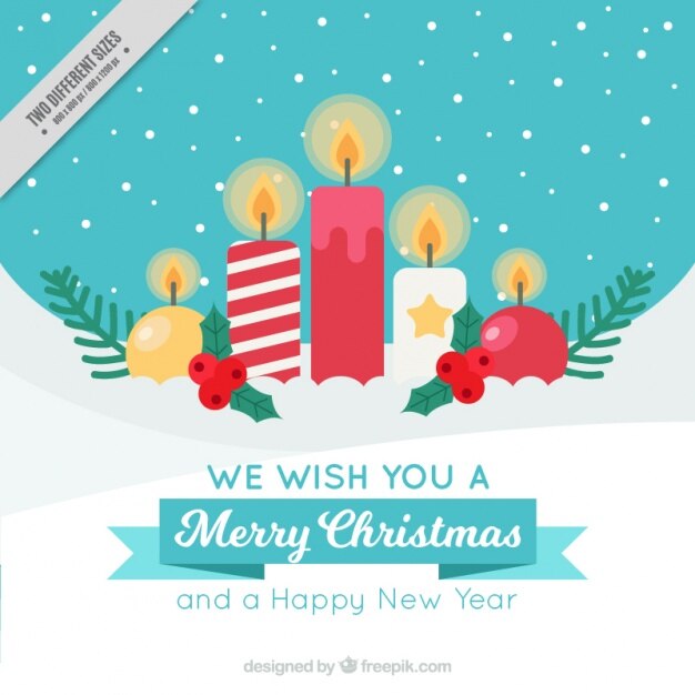 Fondo de navidad con velas y nieve 