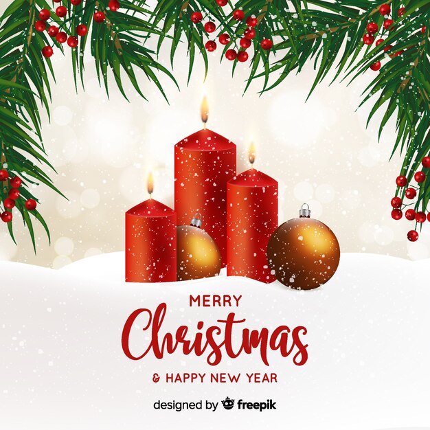 Fondo navidad velas realistas