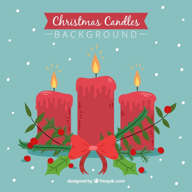 Fondo de navidad con velas rosas