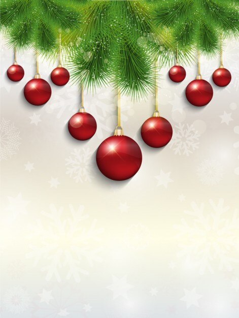 Fondo navideño con bolas de navidad colgando