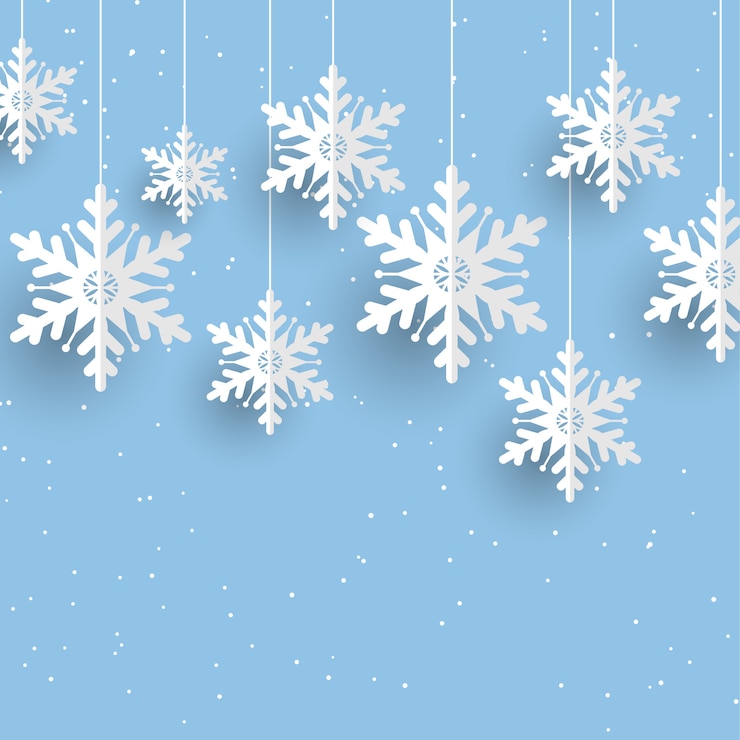 Vector gratuito fondo navideño con copos de nieve colgantes