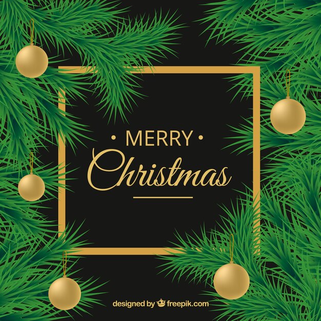 Fondo navideño con decoración y hojas