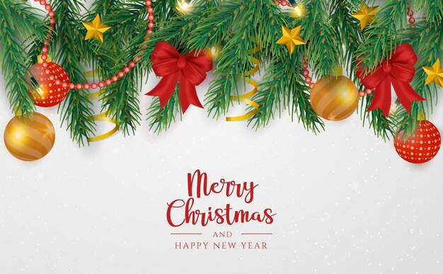 Fondo navideño con decoración realista