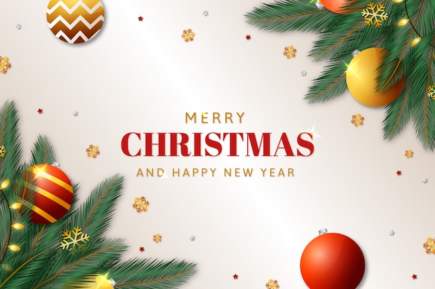 Fondo navideño con decoración realista.
