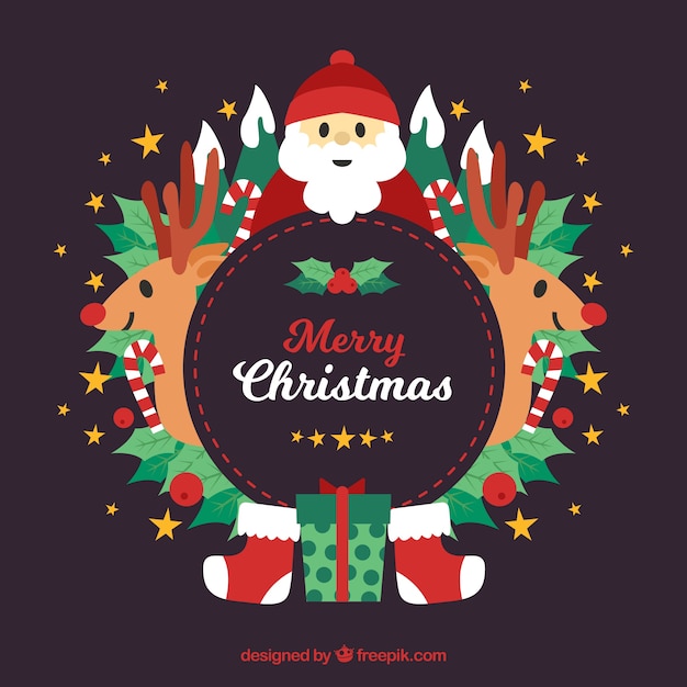 Vector gratuito fondo navideño decorativo con santa claus