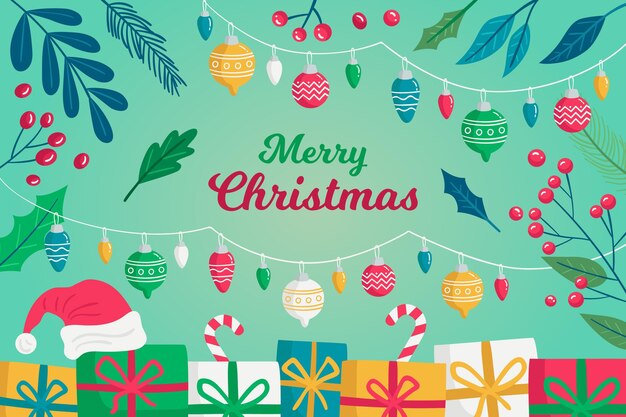 Fondo navideño dibujado a mano con regalos