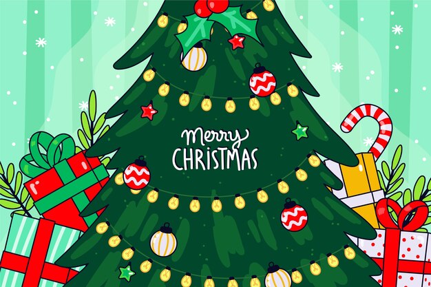 Fondo navideño dibujado a mano