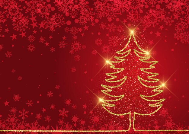Fondo navideño con un diseño de árbol dorado reluciente