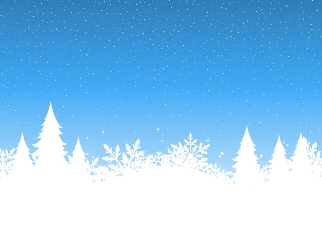 Fondo navideño con diseño de paisaje nevado.