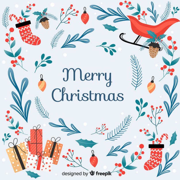 Fondo navideño en diseño plano