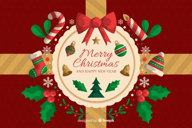 Fondo navideño en diseño plano