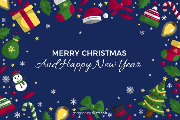 Fondo navideño en diseño plano