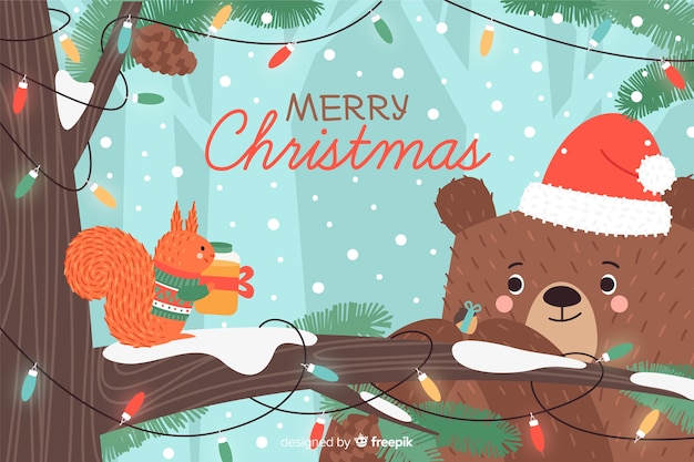 Fondo navideño en diseño plano