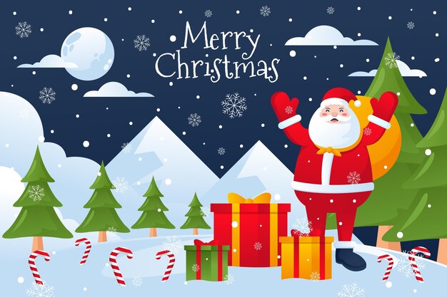 Fondo navideño en diseño plano