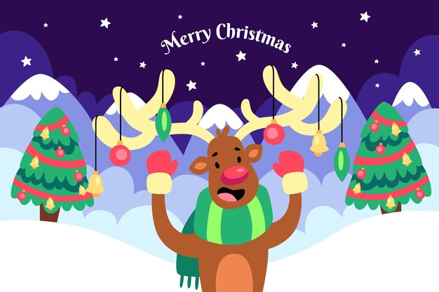 Fondo navideño en diseño plano