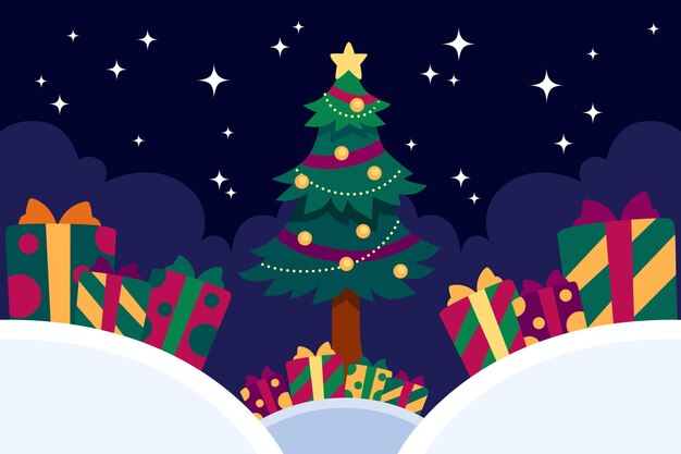 Fondo navideño en diseño plano