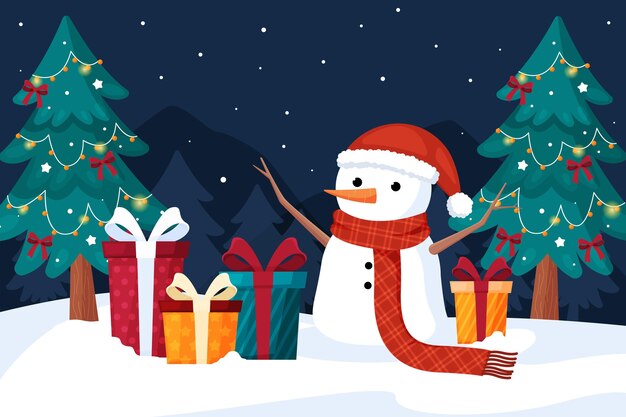 Fondo navideño en diseño plano