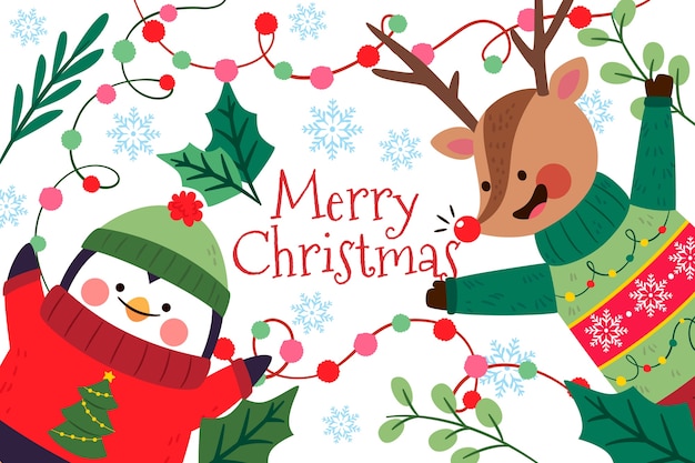 Fondo navideño en diseño plano
