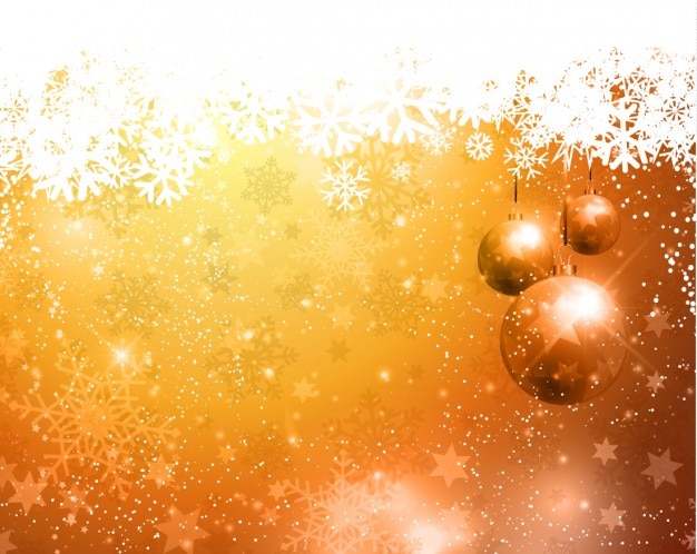 Fondo navideño dorado con bolas de árbol