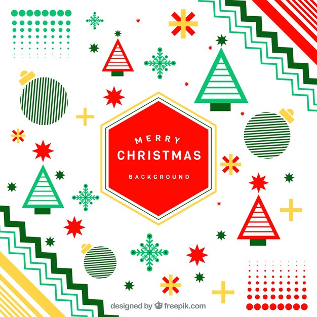 Fondo navideño de estilo memphis en rojo y verde