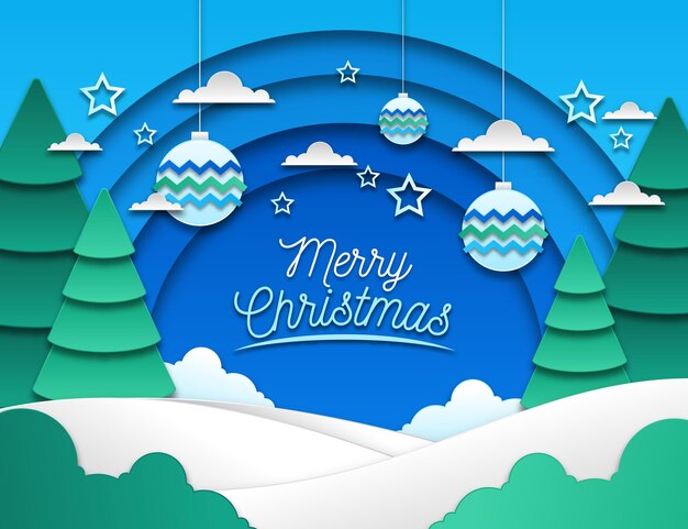 Fondo navideño en estilo papel