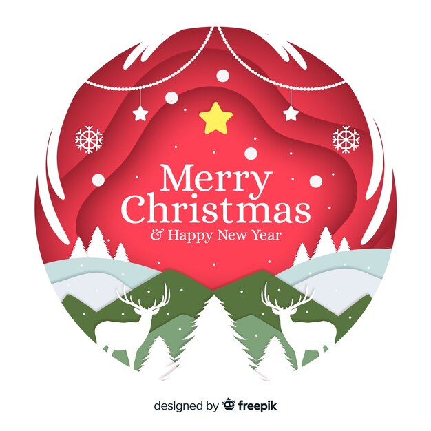 Fondo navideño en estilo papel