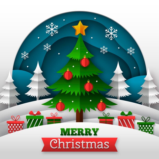 Fondo navideño en estilo papel