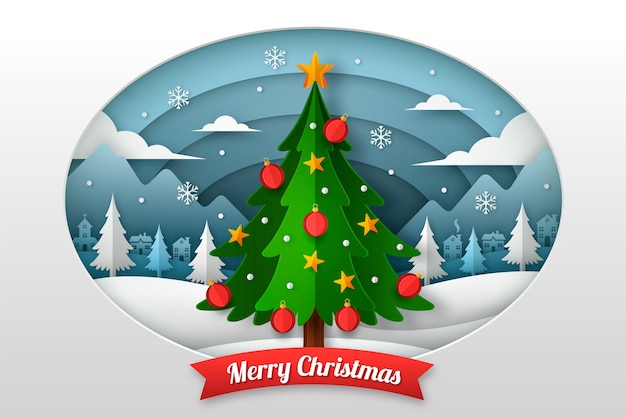 Fondo navideño en estilo papel