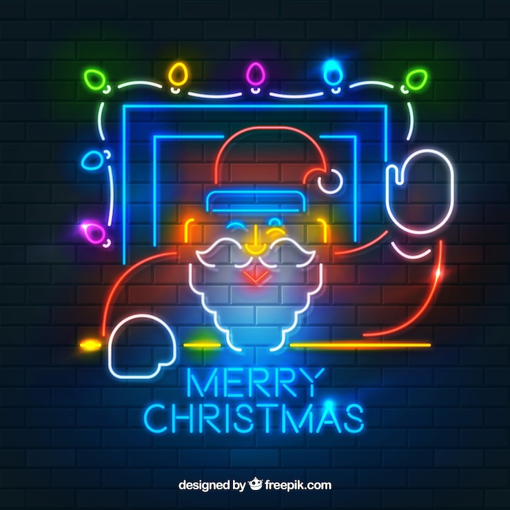 Vector gratuito fondo navideño de luces de neon