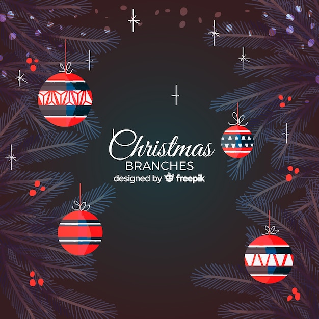 Vector gratuito fondo navideño con ramas de abetos