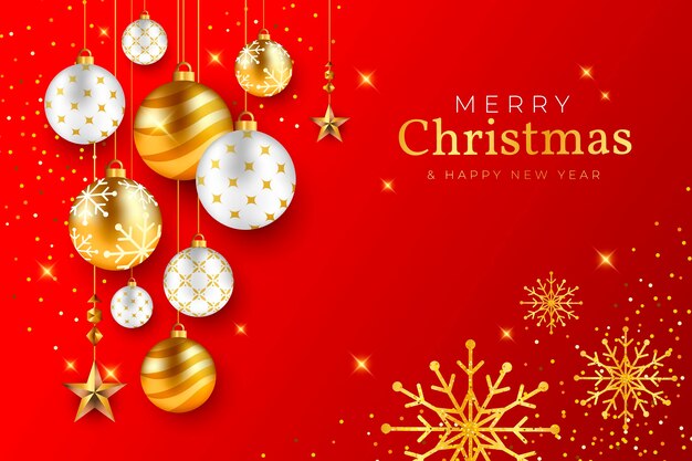 Fondo navideño realista con adornos