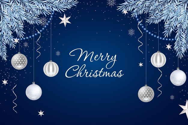 Fondo navideño realista azul y plateado