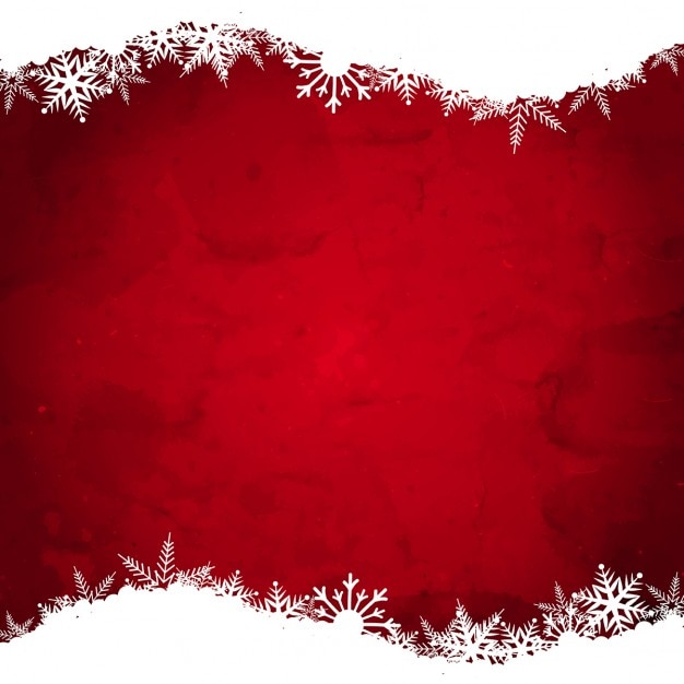 Fondo navideño rojo con copos de nieve blancos