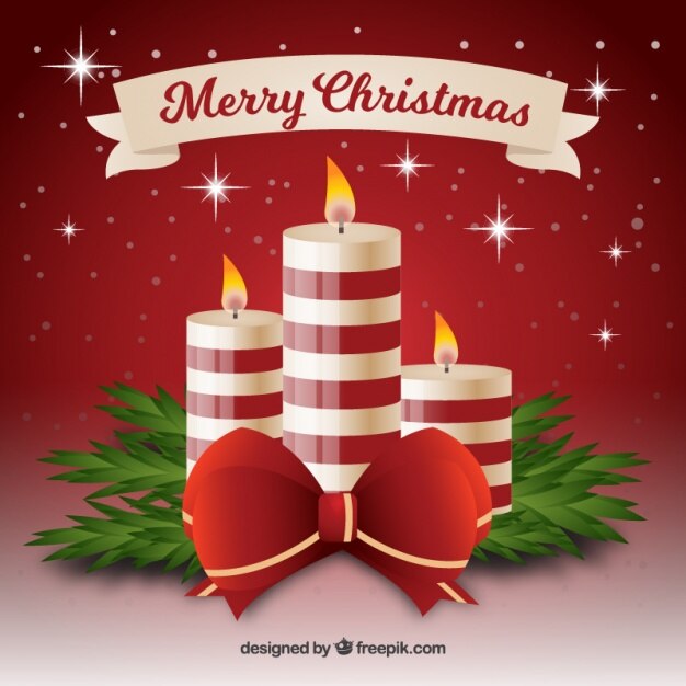 Fondo navideño de velas con ornamentos 