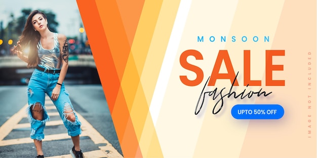 Fondo de negocio de descuento de oferta de banner de venta de monzón de moda abstracta Vector libre