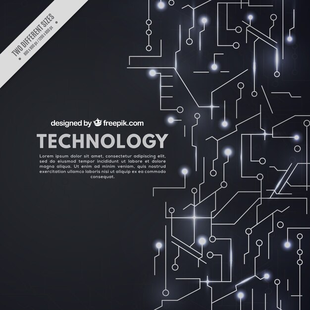Fondo negro con circuitos tecnológicos