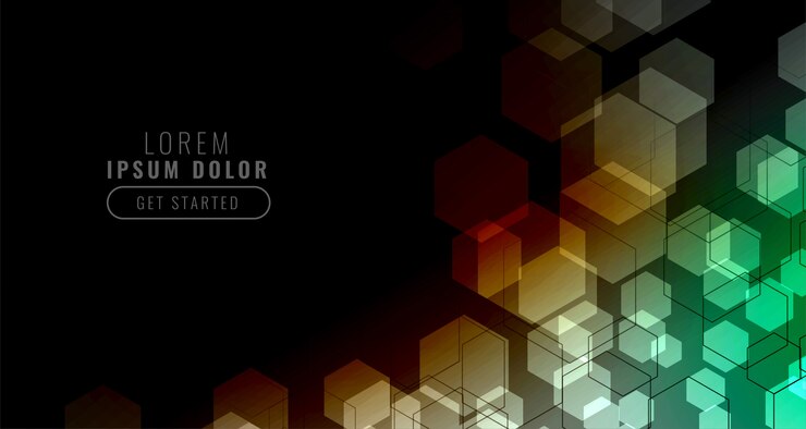 Vector gratuito fondo negro con cuadrícula hexagonal colorida