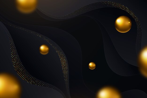 Fondo negro degradado con bolas doradas