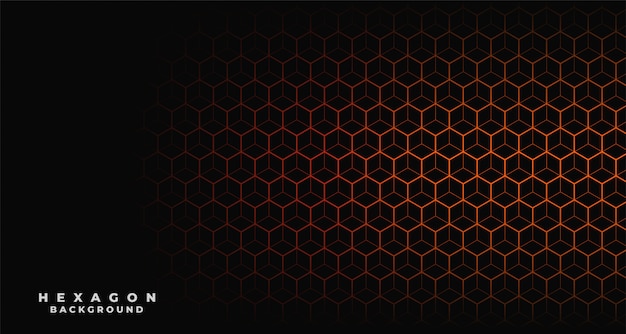 Vector gratuito fondo negro con estampado hexagonal naranja.