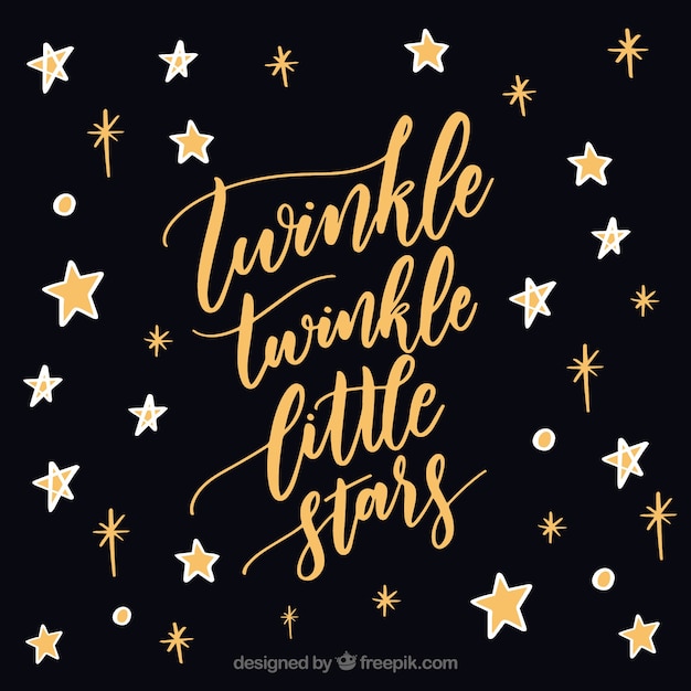 Fondo negro de estrellas con lettering