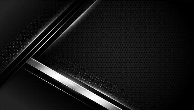 Fondo negro con formas geométricas plateadas