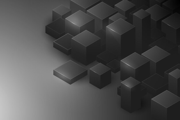 Fondo negro con gradiente con cubos
