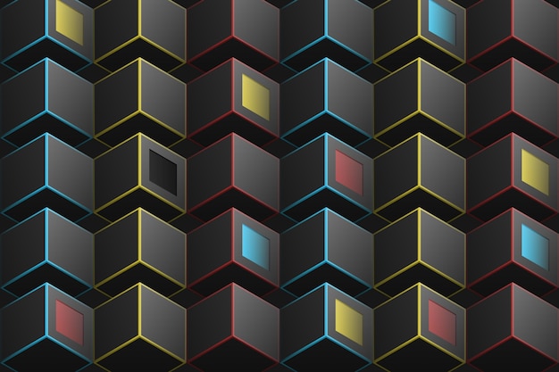 Fondo negro con gradiente con cubos